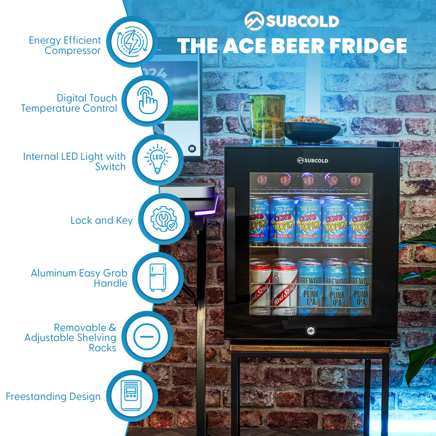 Subcold Ace 50 LED Touch Control Beer Fridge - Black | Refurbished