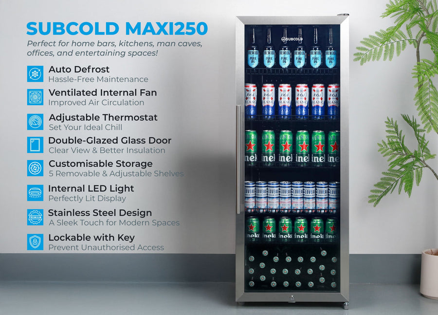 Subcold Maxi250 Tall Drinks Fridge Stainless Steel | Refurbished