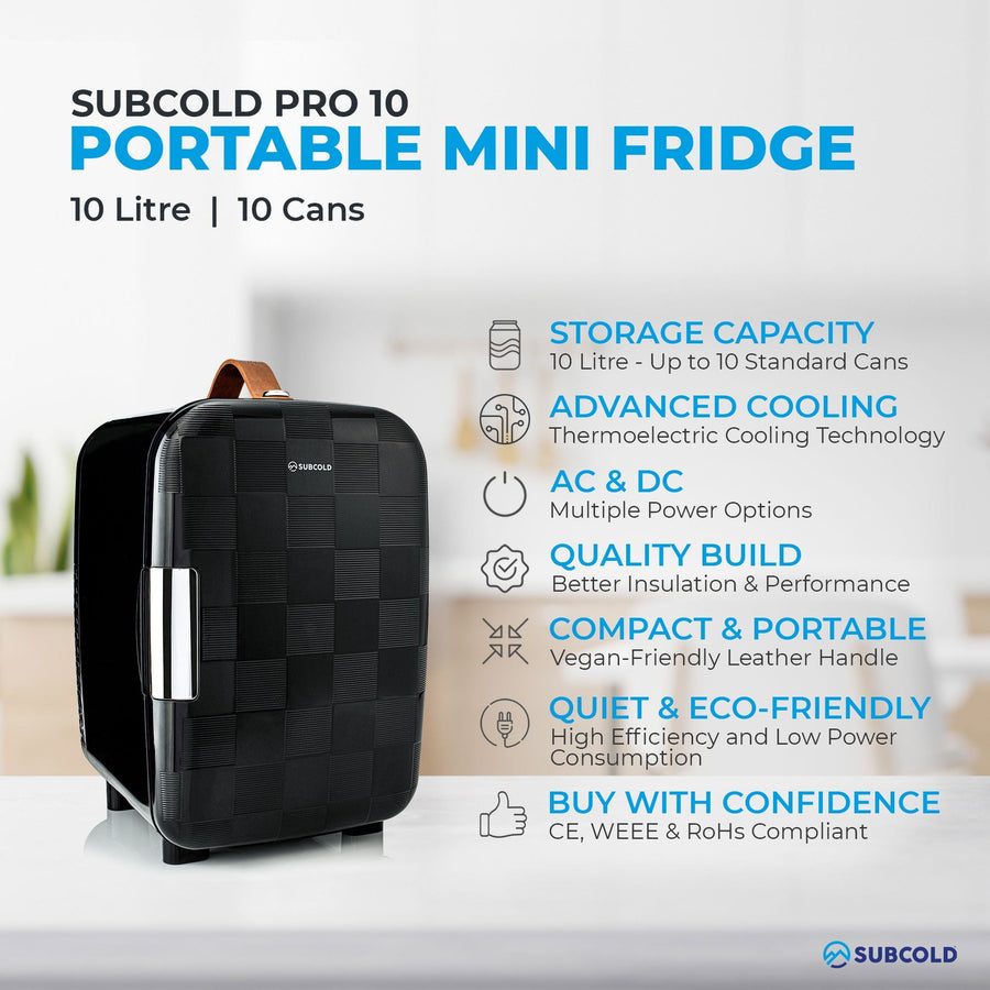 Pro 10L Mini Fridge - Cheq Black | Refurbished